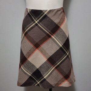 Talbots brown tartan plaid aline skirt size 14